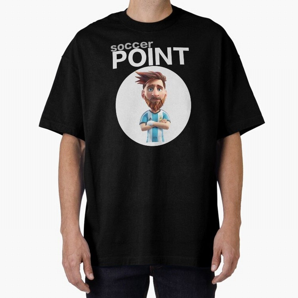soccer POINT Oversized T-Shirt Feel the Trophy Chase of FIFA World Cup 2026 USA Canada Mexico for Fans of Messi and Brazil, Portugal and Argentina, Bringing Vintage Soccer Flavor, Modern Football Stars, National Flags and Final Night Emotion; Great