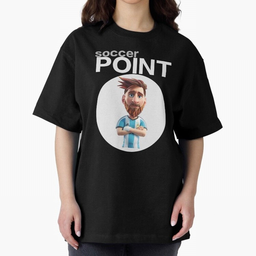 soccer POINT Oversized T-Shirt Feel the Trophy Chase of FIFA World Cup 2026 USA Canada Mexico for Fans of Messi and Brazil, Portugal and Argentina, Bringing Vintage Soccer Flavor, Modern Football Stars, National Flags and Final Night Emotion; Great
