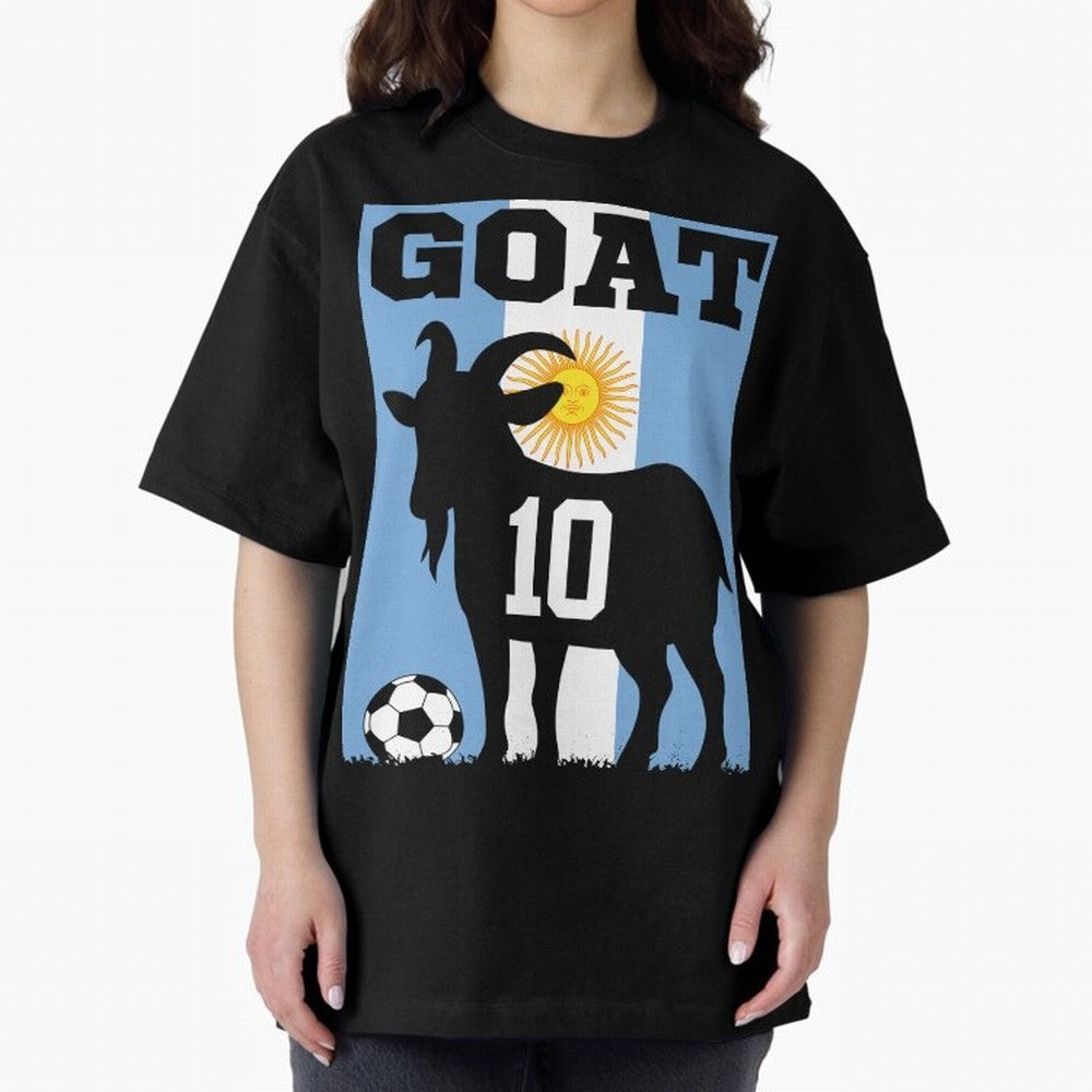 Argentina World Cup 2026 The Goat 10 Oversized T-Shirt Experience the Global Stage of FIFA World Cup 2026 Group Stage Centered on Mbappe and Neymar, England Energy, Supporter Pride, Iconic Celebrations, Legendary Names and Global Match Day Energy;