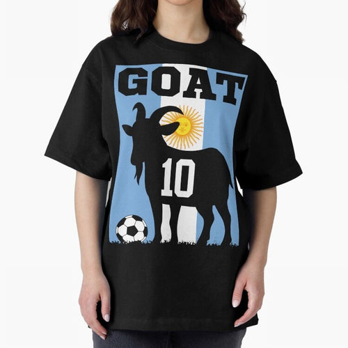 Argentina World Cup 2026 The Goat 10 Oversized T-Shirt Experience the Global Stage of FIFA World Cup 2026 Group Stage Centered on Mbappe and Neymar, England Energy, Supporter Pride, Iconic Celebrations, Legendary Names and Global Match Day Energy;