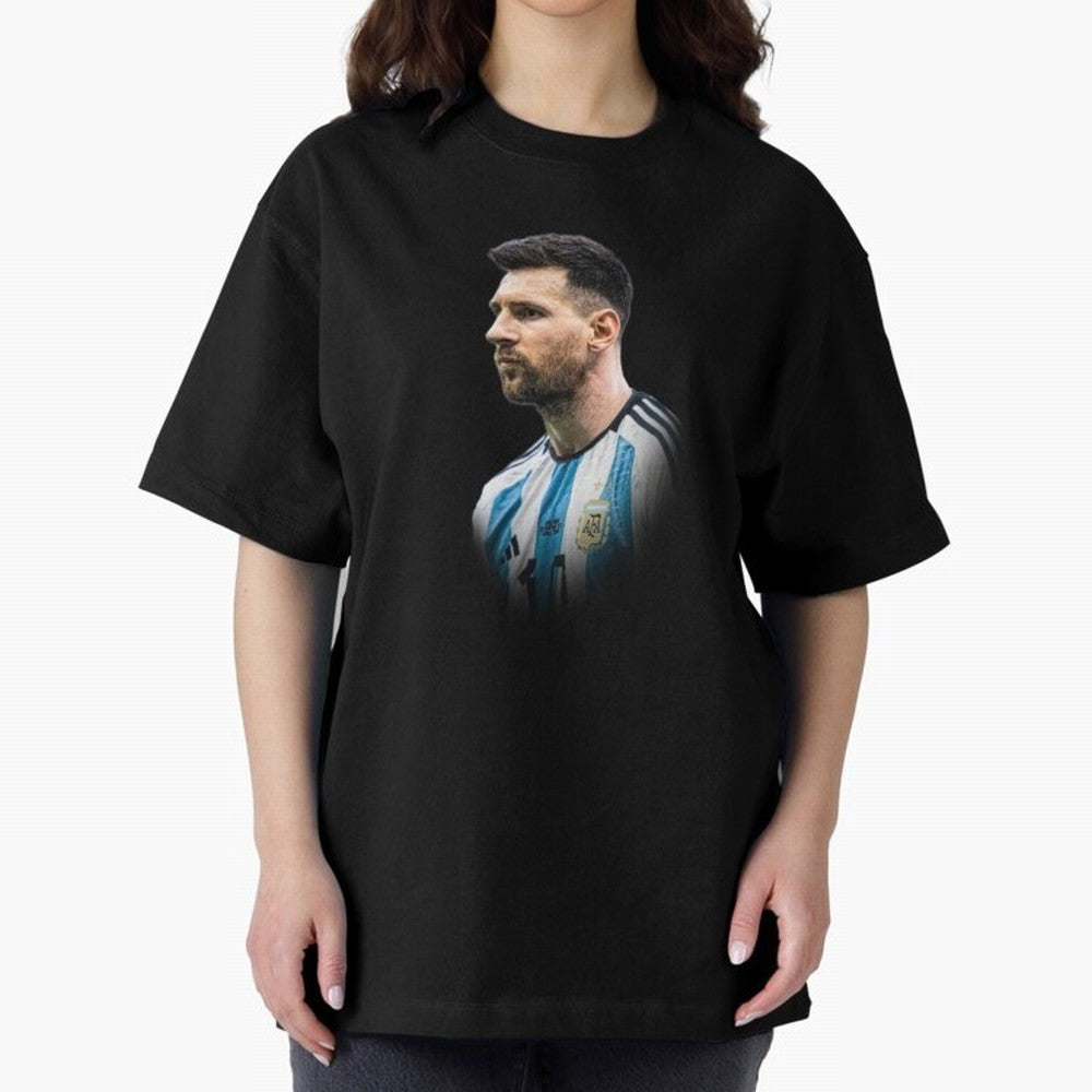 Lionel Messi Oversized T-Shirt Celebrate Rivalries and Pride in Match Day Hype around FIFA World Cup 2026, Cristiano Ronaldo, France and Portugal, Game Day Rituals, Football Legends, Country Pride and the Road to the Final; Ideal for Fans Who