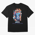 Lionel Messi Captain Argentina Oversized T-Shirt Celebrate Soccer Greatness during FIFA World Cup 2026 Group Stage for Fans of Haaland and France and Portugal, Bringing Sports Nostalgia, International Competition, Famous Players and Unforgettable