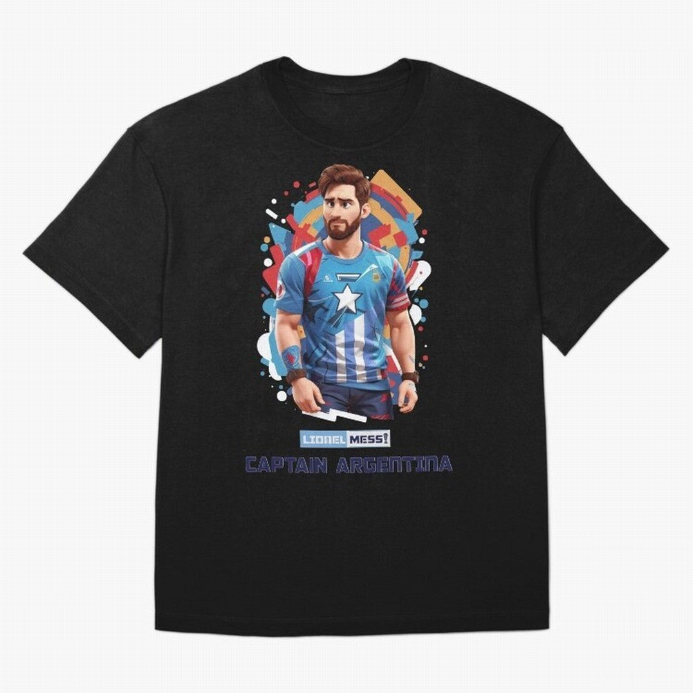 Lionel Messi Captain Argentina Oversized T-Shirt Celebrate Soccer Greatness during FIFA World Cup 2026 Group Stage for Fans of Haaland and France and Portugal, Bringing Sports Nostalgia, International Competition, Famous Players and Unforgettable