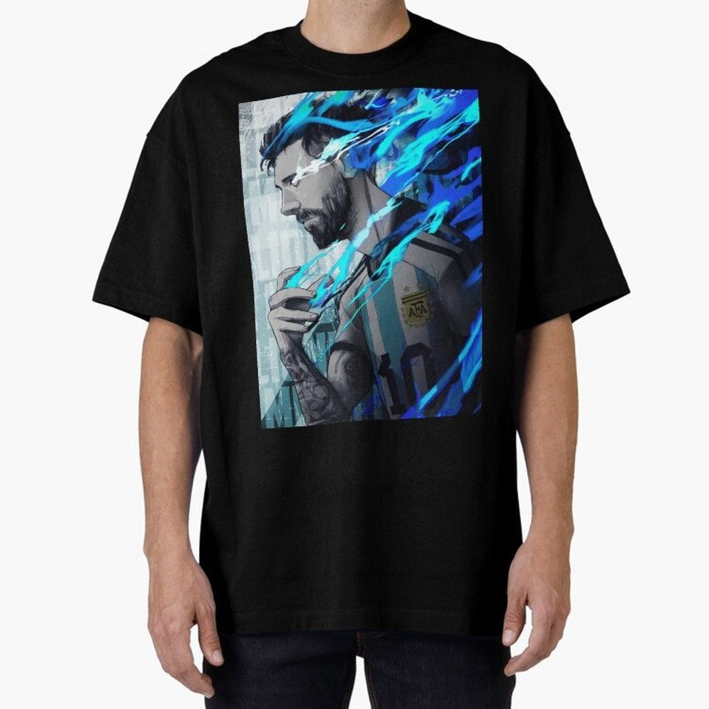 LIONEL MESSI NEW GOAL CELEBRATION ILLUSTRATION 2023 2024 Oversized T-Shirt Support Your Favorite Stars during FIFA World Cup 2026 Group Stage for Fans of Messi and Cristiano Ronaldo and Argentina, Bringing Championship Spirit, Famous Goals, Roaring