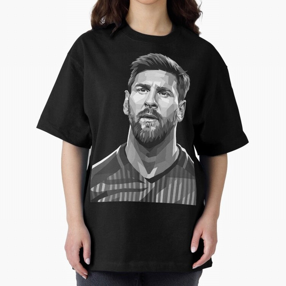 Messi grayscale Oversized T-Shirt Show Your Love for Global Football Passion for FIFA World Cup 2026 Group Stage, Inspired by CR7, Portugal, Spain and Germany, Fan Favorite Moments, National Team Passion, Big Match Drama and Soccer History; Ideal