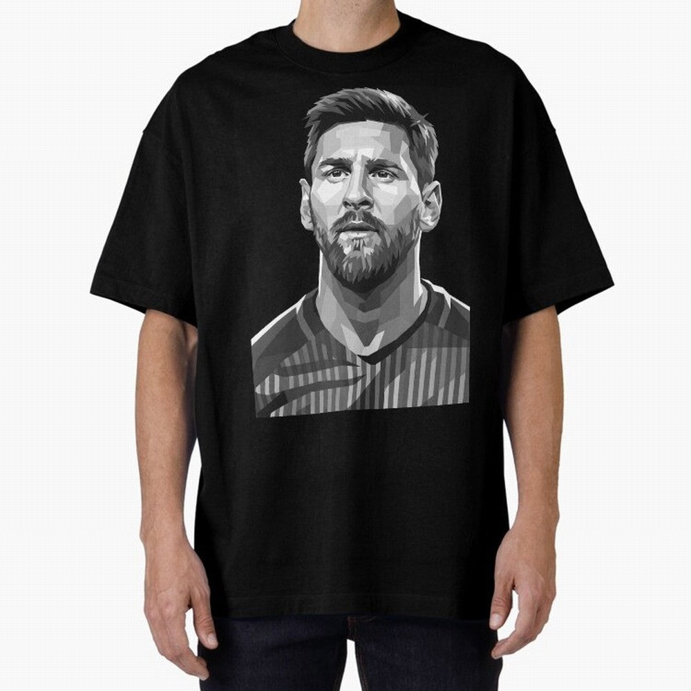 Messi grayscale Oversized T-Shirt Show Your Love for Global Football Passion for FIFA World Cup 2026 Group Stage, Inspired by CR7, Portugal, Spain and Germany, Fan Favorite Moments, National Team Passion, Big Match Drama and Soccer History; Ideal