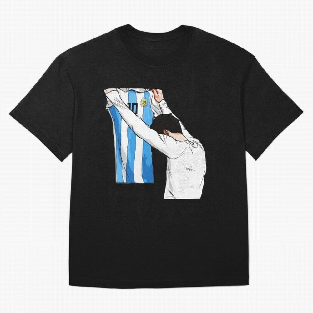 Lionel Messi holding his shirt, Argentina copa america| Perfect Gift For you and friends Classic T-Shirt Stand Out with Spirit from FIFA World Cup 2026 USA Canada Mexico Driven by Cristiano Ronaldo, Haaland and CR7, Brazil Energy, Football History,