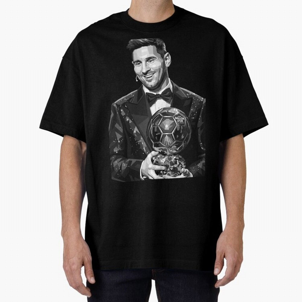 Messi grayscale Oversized T-Shirt Celebrate the Magic of Global Football Passion for FIFA World Cup 2026 Group Stage, Centered on Neymar, Netherlands, Game Day Rituals, Football Legends, Country Pride and the Road to the Final; Ideal for Passionate
