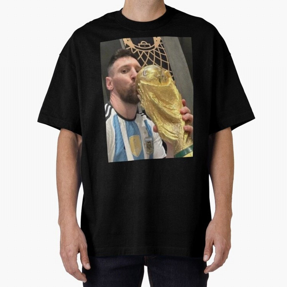 lionel Messi Oversized T-Shirt Show Up for the Glory of Global Football Passion for FIFA World Cup 2026, Highlighting CR7 and Messi, Netherlands, Vintage Soccer Flavor, Modern Football Stars, National Flags and Final Night Emotion; Built for