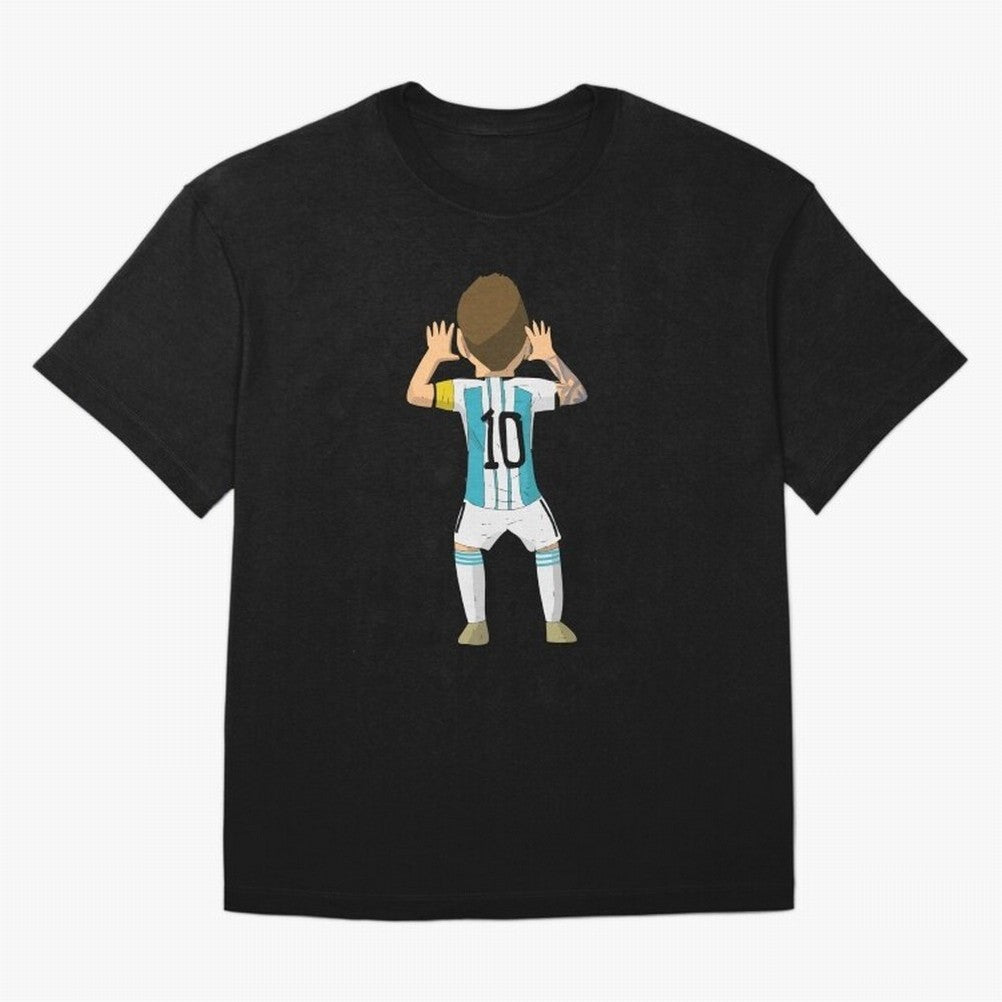 Cartoon Illustration Messi vs Netherlands World Cup Qatar 2022 Classic T-Shirt Follow the Final Road of Global Football Passion for FIFA World Cup 2026 USA Canada Mexico, Inspired by Mbappe, Portugal, Stadium Chants, National Pride, Trophy Dreams