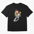 Lionel Messi ¨C Trophy King Caricature Oversized T-Shirt Bring International Match Energy to FIFA World Cup 2026 USA Canada Mexico Featuring Messi, Neymar and Mbappe, Brazil Energy, Football History, Final Match Energy, Crowd Noise and Once in a