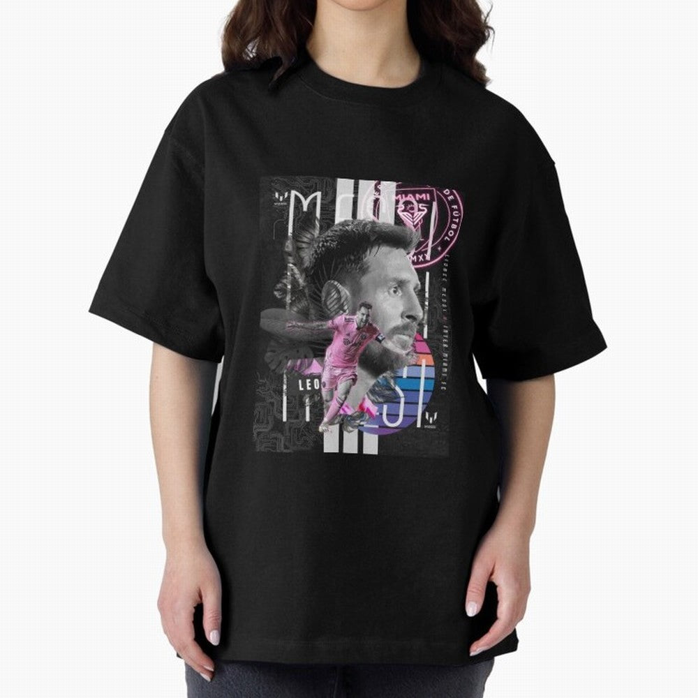 Inter Miami FC Messi Oversized T-Shirt Celebrate Classic Football Spirit in Match Day Hype around FIFA World Cup 2026 Group Stage, Messi, Neymar and Mbappe, France and Portugal, Sports Nostalgia, International Competition, Famous Players and