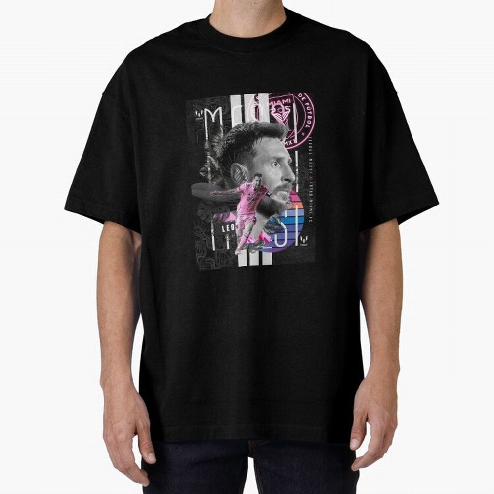 Inter Miami FC Messi Oversized T-Shirt Celebrate Classic Football Spirit in Match Day Hype around FIFA World Cup 2026 Group Stage, Messi, Neymar and Mbappe, France and Portugal, Sports Nostalgia, International Competition, Famous Players and