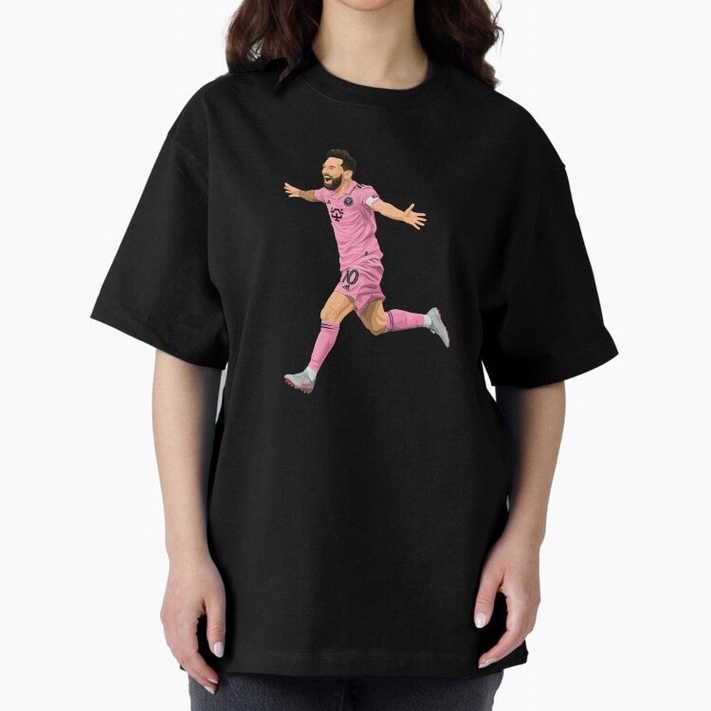Lionel Messi celebration Oversized T-Shirt Relive Legendary Nights from FIFA World Cup 2026 for Fans of Cristiano Ronaldo and Brazil, Portugal and Argentina, Bringing Sports Nostalgia, International Competition, Famous Players and Unforgettable