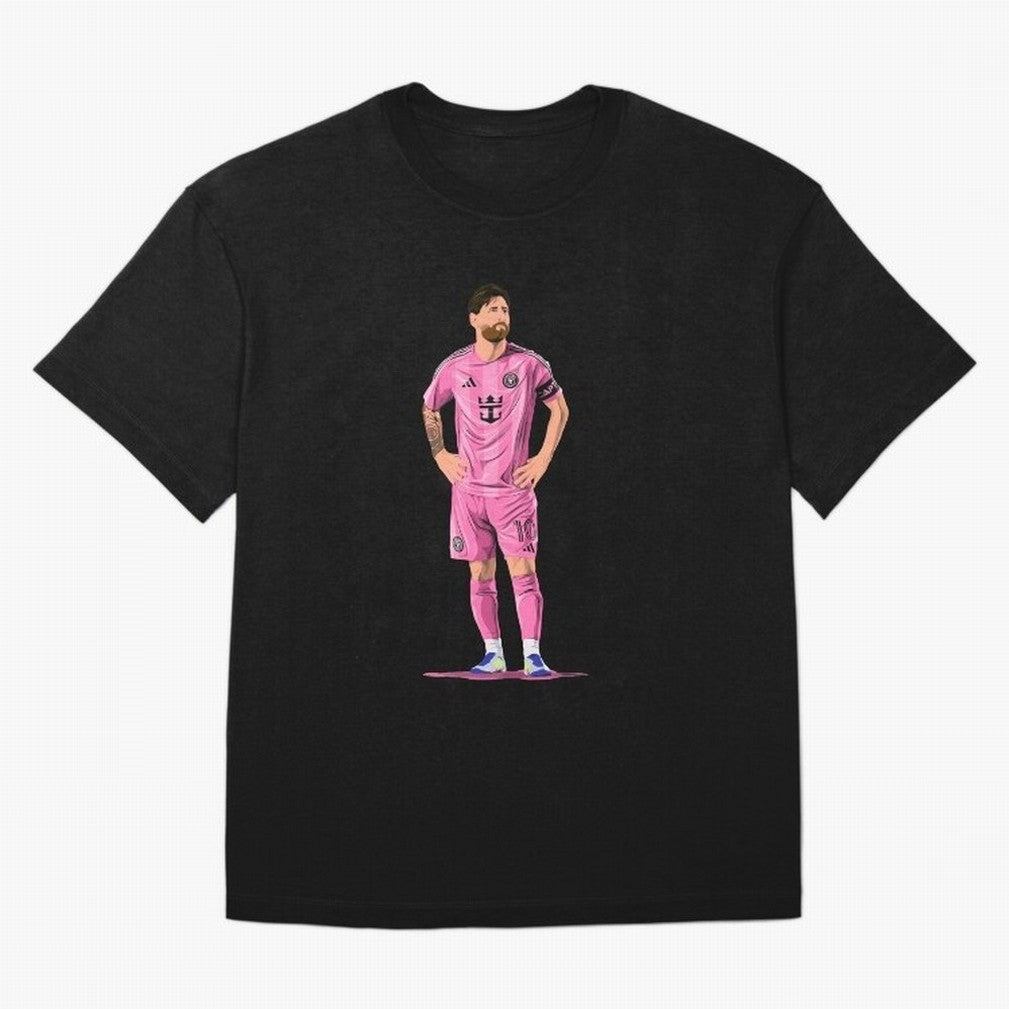Lionel Messi Vector Oversized T-Shirt Celebrate Football Heritage in FIFA World Cup 2026 Group Stage for Fans of Cristiano Ronaldo, Haaland and CR7 and France, Bringing Championship Spirit, Famous Goals, Roaring Crowds and International Football