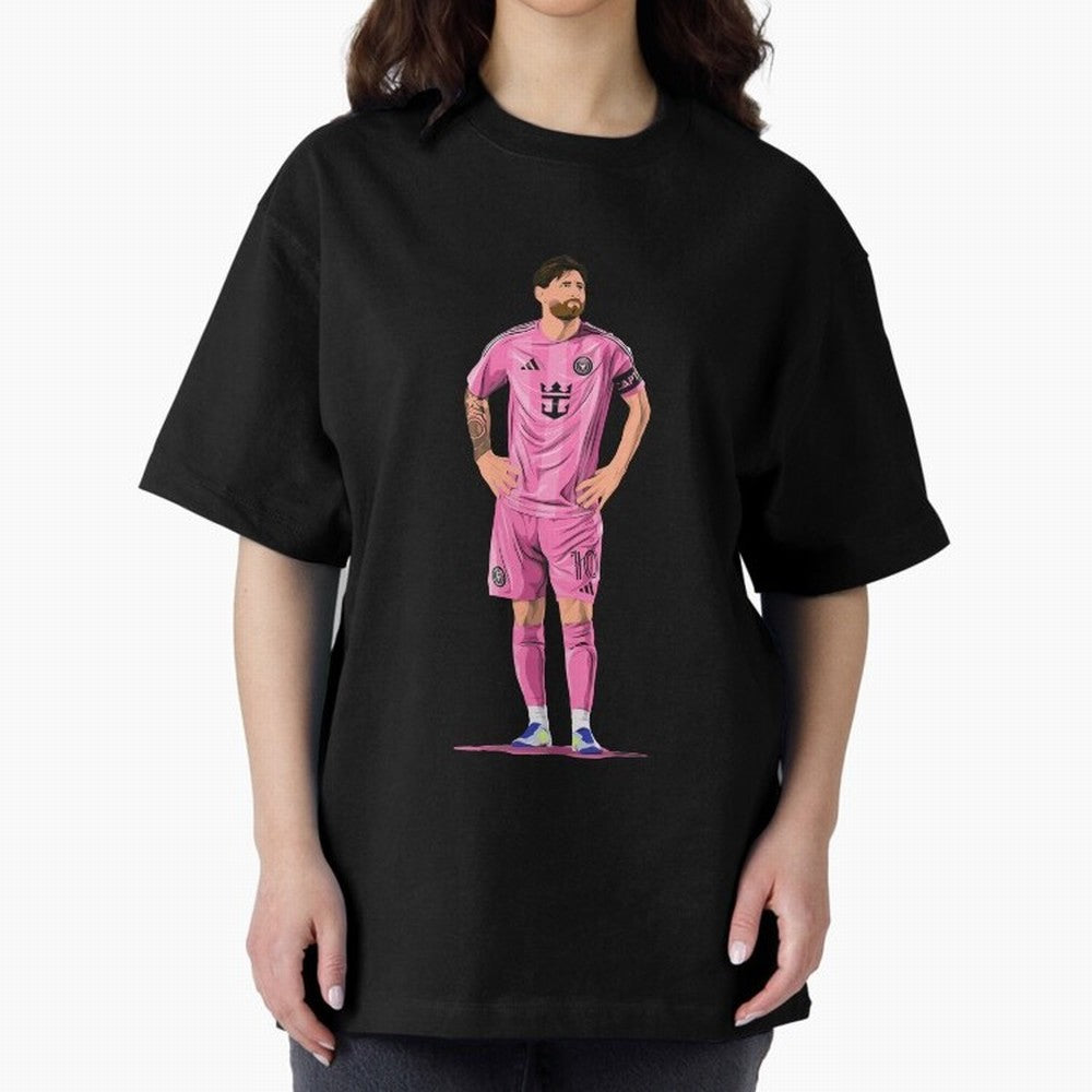 Lionel Messi Vector Oversized T-Shirt Celebrate Football Heritage in FIFA World Cup 2026 Group Stage for Fans of Cristiano Ronaldo, Haaland and CR7 and France, Bringing Championship Spirit, Famous Goals, Roaring Crowds and International Football