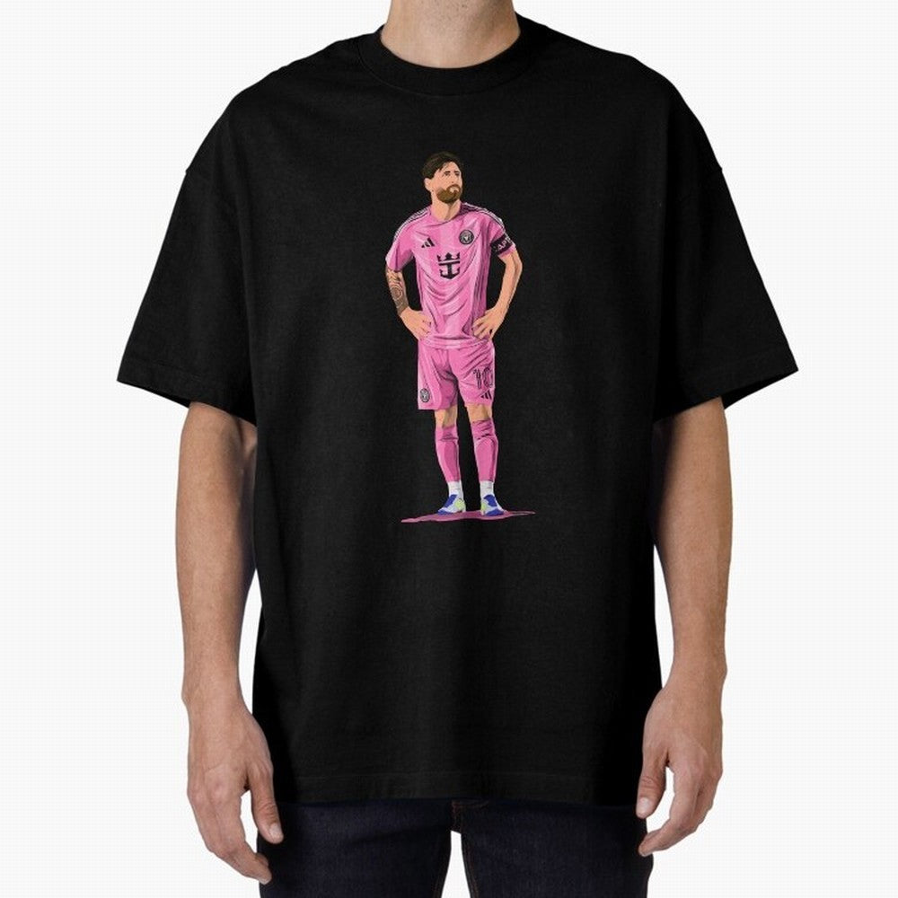 Lionel Messi Vector Oversized T-Shirt Celebrate Football Heritage in FIFA World Cup 2026 Group Stage for Fans of Cristiano Ronaldo, Haaland and CR7 and France, Bringing Championship Spirit, Famous Goals, Roaring Crowds and International Football