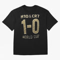 M10 And Cr7 1-0 World Cup Football Classic T-Shirt Stand Proud for FIFA World Cup 2026 Group Stage Driven by Mbappe and Neymar, Brazil, Portugal and Argentina Energy, Worldwide Fan Energy, Dramatic Goals, Stadium Lights and Championship