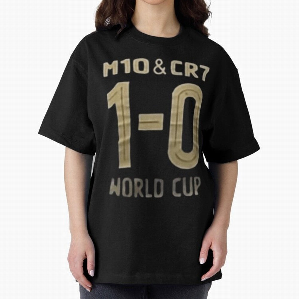 M10 And Cr7 1-0 World Cup Football Classic T-Shirt Stand Proud for FIFA World Cup 2026 Group Stage Driven by Mbappe and Neymar, Brazil, Portugal and Argentina Energy, Worldwide Fan Energy, Dramatic Goals, Stadium Lights and Championship