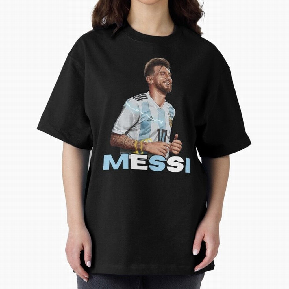 Lionel Messi Oversized T-Shirt Celebrate the Magic of FIFA World Cup 2026 Spirit, Filled with France and Portugal, Cristiano Ronaldo, Haaland and CR7, Goal Celebration Energy, Supporter Heritage, Football Icons and Worldwide Tournament Joy; Made