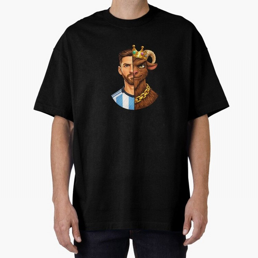 Half Man Half GOAT - Lionel Messi Oversized T-Shirt Cheer through Every Moment of FIFA World Cup 2026 USA Canada Mexico with Cristiano Ronaldo, England, France and Netherlands Energy, Stadium Chants, National Pride, Trophy Dreams and Unforgettable