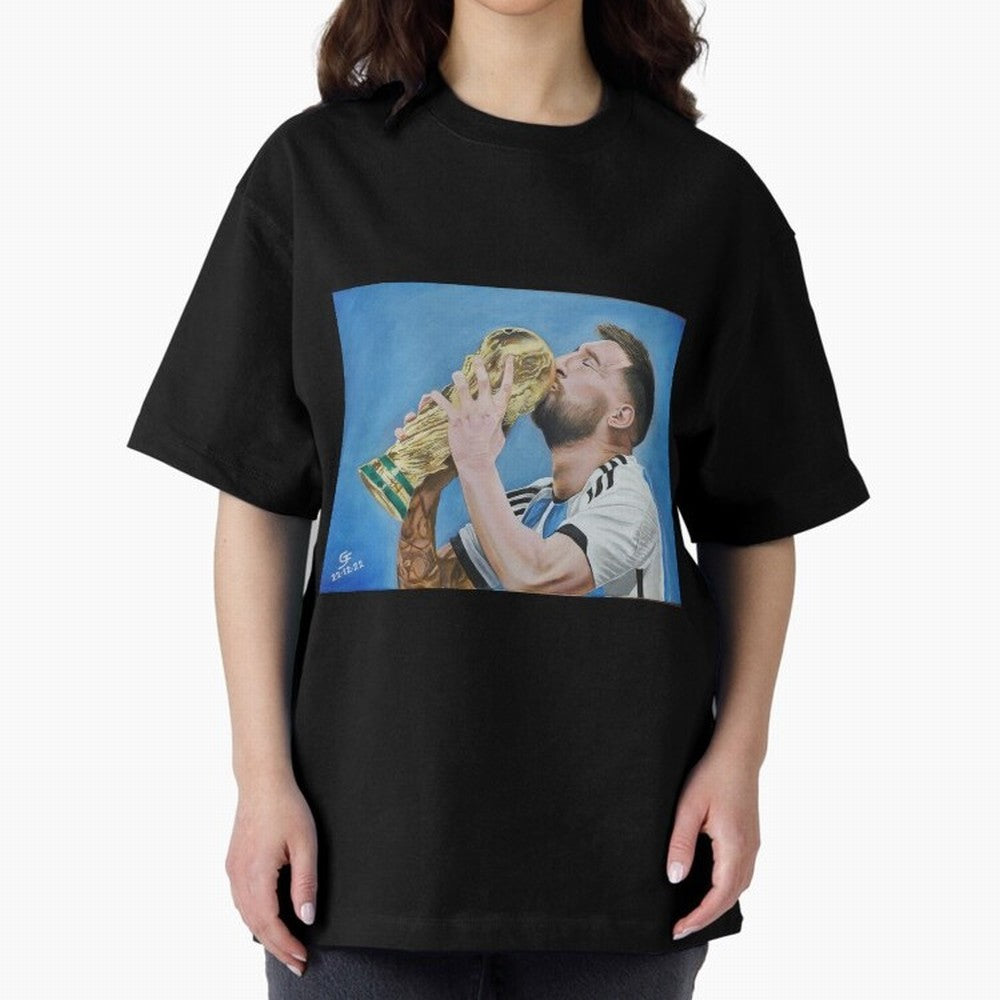 Lionel Messi Oversized T-Shirt Celebrate FIFA World Cup 2026 USA Canada Mexico Driven by Haaland, Germany Energy, Worldwide Fan Energy, Dramatic Goals, Stadium Lights and Championship Celebrations; Great for Supporters Who Love Legendary Players,