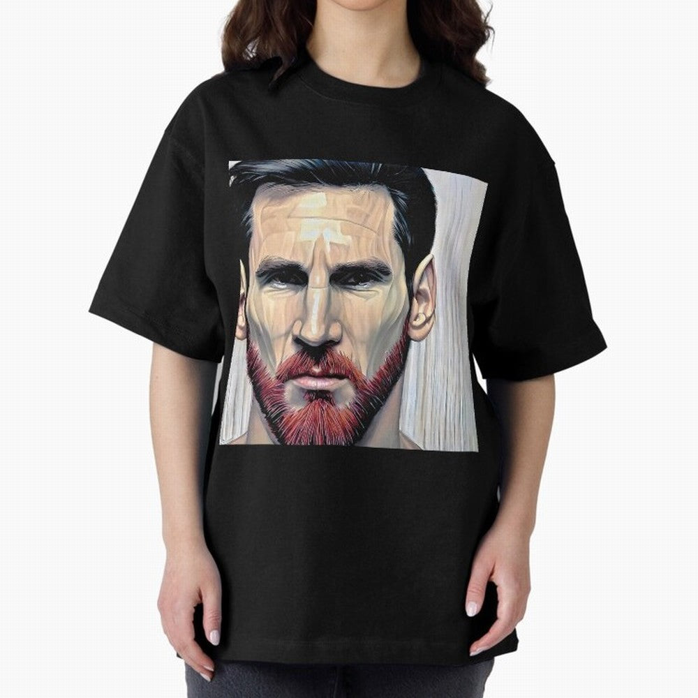 Cartoon-like Messi Oversized T-Shirt Carry the FIFA World Cup 2026 Journey through Messi, CR7 and Mbappe Highlights, Netherlands Pride, Champion Mindset, Group Stage Buzz, Knockout Tension and Passionate Fan Culture; Great for Watch Parties, Sports