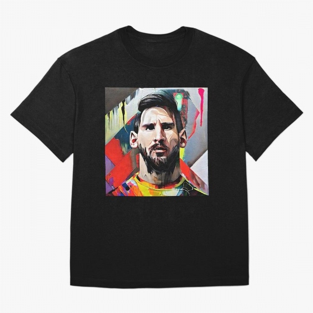 Billboard with Messi Boxy T-Shirt Celebrate the Magic of Global Football Passion for FIFA World Cup 2026, Filled with Messi, CR7 and Mbappe, France and Portugal, Retro Football Energy, Iconic Rivalries, Trophy Chase Drama and Stadium Atmosphere;