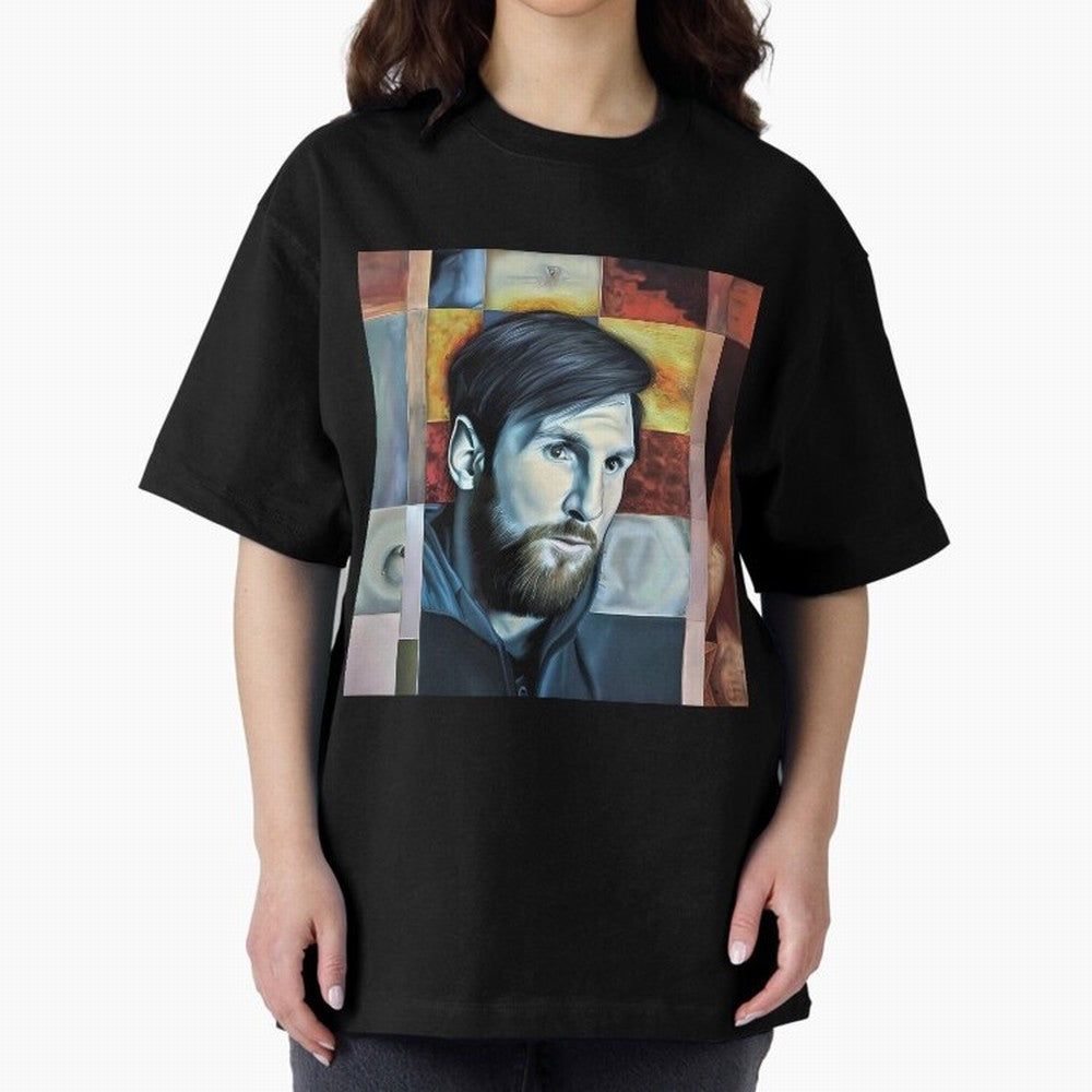 Messi on digital board Oversized T-Shirt Represent Fans Who Live for the FIFA World Cup 2026 Group Stage Journey through Messi, Neymar and Mbappe Highlights, France Pride, Soccer Culture, Superstar Moments, National Team Dreams and Competitive