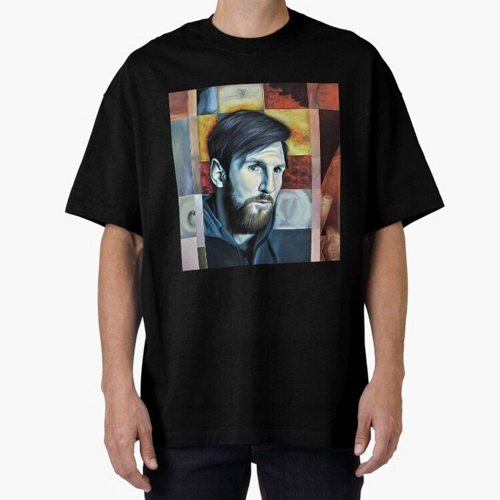 Messi on digital board Oversized T-Shirt Represent Fans Who Live for the FIFA World Cup 2026 Group Stage Journey through Messi, Neymar and Mbappe Highlights, France Pride, Soccer Culture, Superstar Moments, National Team Dreams and Competitive