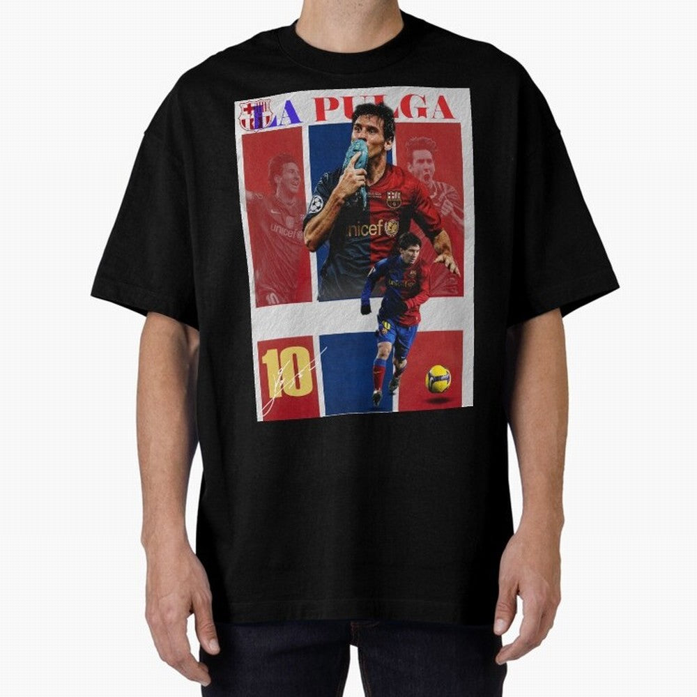 Lionel Messi 2009 UCL Barcelona Poster Oversized T-Shirt Feel the Roar of Match Day Hype around FIFA World Cup 2026 USA Canada Mexico, Messi, Neymar and Mbappe, Argentina, France and Brazil, Vintage Soccer Flavor, Modern Football Stars, National