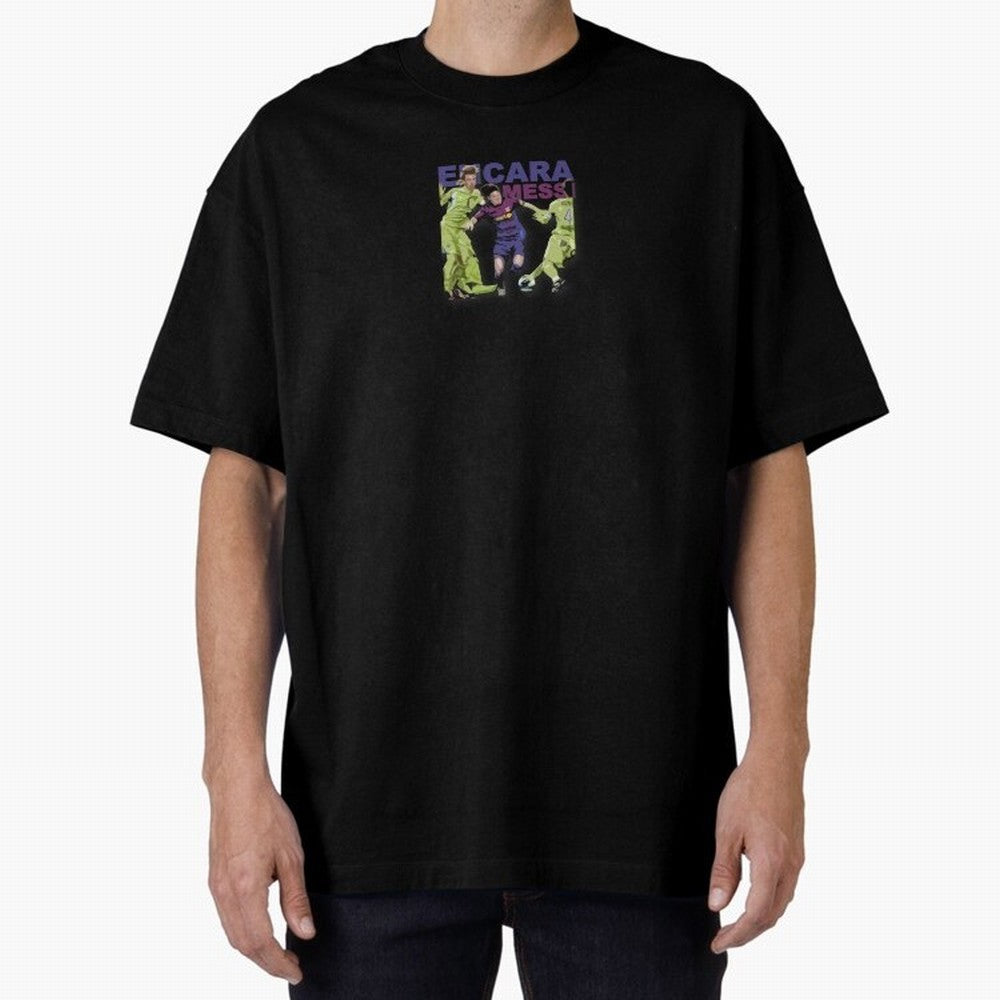 Barcelona 'Encara Messi' Design Oversized T-Shirt Support the Legends of FIFA World Cup 2026 with Messi and Cristiano Ronaldo, England Energy, Football Passion, Legendary Performances, Festival Vibes and Supporter Community; Made for Die Hard
