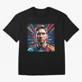 Lionel Messi Pop-Art Portrait Oversized T-Shirt Show Passion for the Stars of FIFA World Cup 2026 Spirit, Celebrating Argentina, Mbappe, Stadium Memories, Football Loyalty, International Chants and Championship Tradition; Ideal for Football Dads,