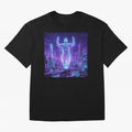 Lionel Messi (GOAT) Hologram in Futuristic Cyberpunk City (Version 2) Classic T-Shirt Honor the Football Icons of FIFA World Cup 2026 Group Stage Spirit, with Portugal, Messi, Championship Spirit, Famous Goals, Roaring Crowds and International
