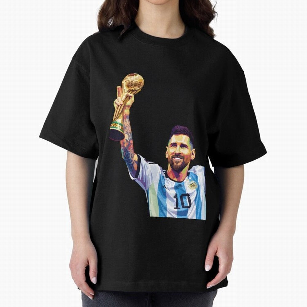 Messi wpap pop art Oversized T-Shirt Make Every Kick Count in the FIFA World Cup 2026 USA Canada Mexico Journey through Messi Highlights, England, France and Netherlands Pride, Global Supporter Spirit, Legendary Goals, National Colors and