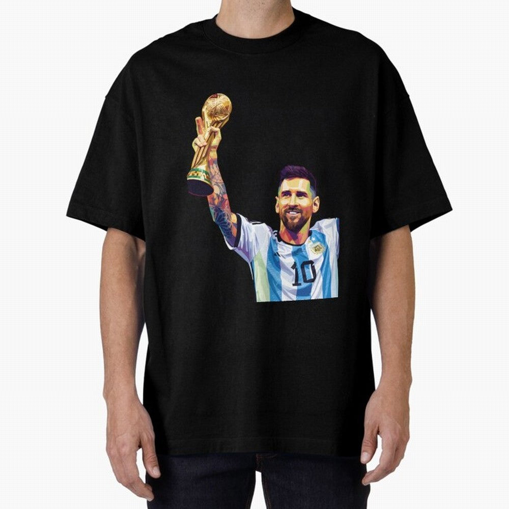 Messi wpap pop art Oversized T-Shirt Make Every Kick Count in the FIFA World Cup 2026 USA Canada Mexico Journey through Messi Highlights, England, France and Netherlands Pride, Global Supporter Spirit, Legendary Goals, National Colors and