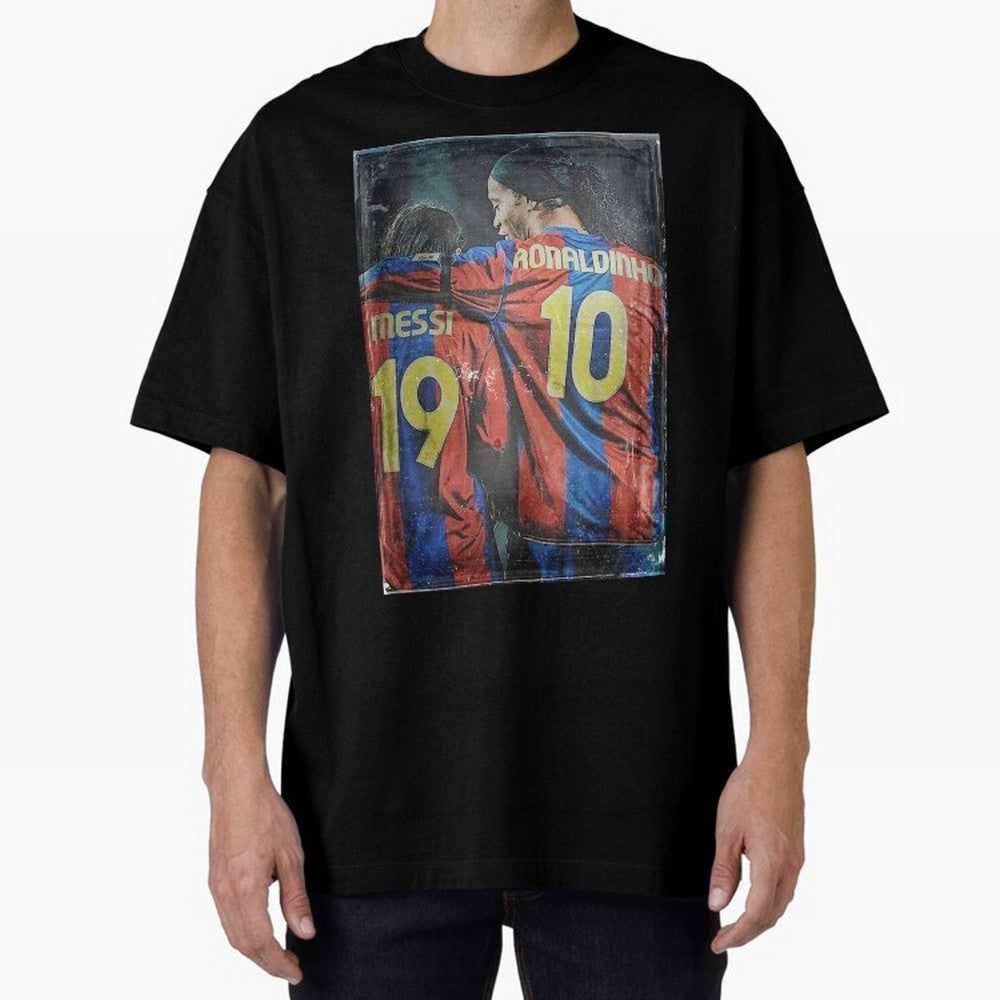 Messi and Ronaldinho Oversized T-Shirt Bring Bold Fan Energy to FIFA World Cup 2026 USA Canada Mexico for Fans of CR7 and Netherlands, Bringing Supporter Pride, Iconic Celebrations, Legendary Names and Global Match Day Energy; Ideal for Passionate