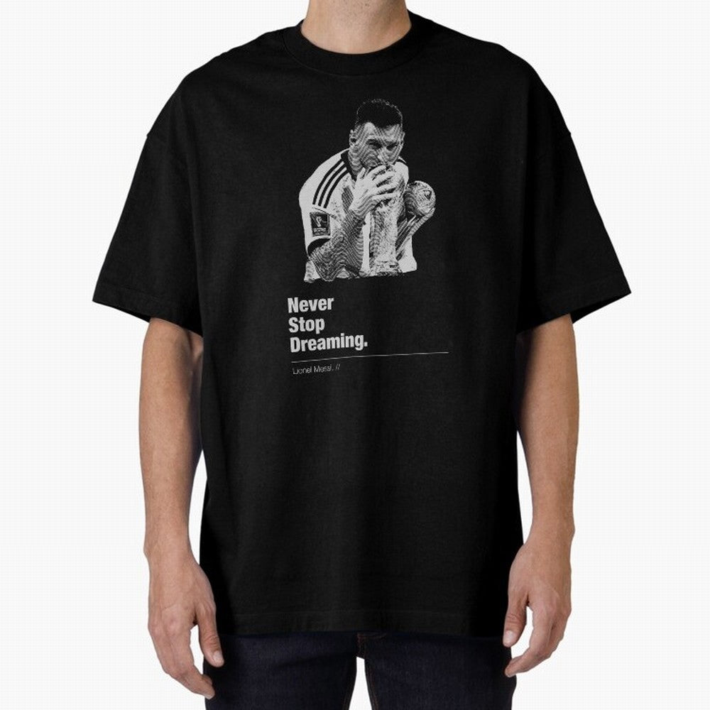 Never Stop Dreaming Classic T-Shirt Celebrate Football Dreams Across FIFA World Cup 2026 Group Stage Spirit, Built around Portugal, Messi and Cristiano Ronaldo, Vintage Soccer Flavor, Modern Football Stars, National Flags and Final Night Emotion;