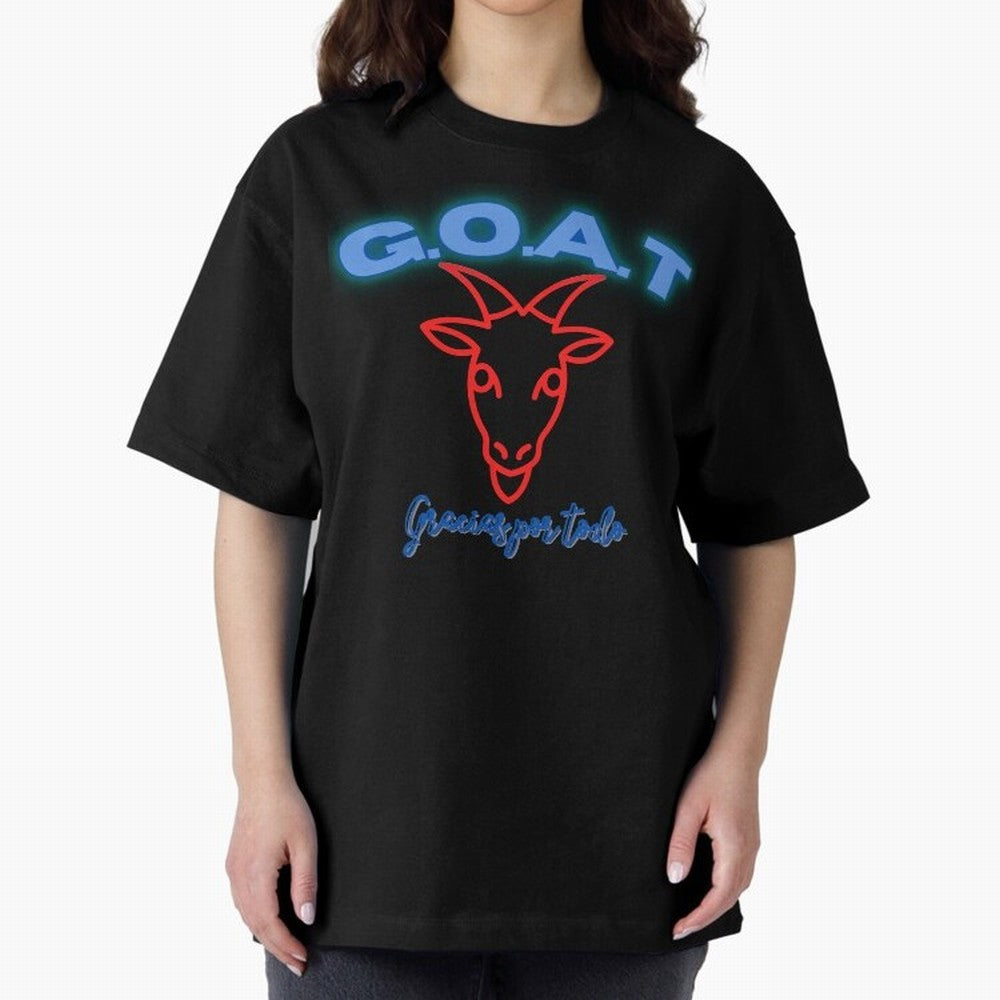 Lionel Messi THANKS GOAT Shirt Oversized T-Shirt Bring a Champion Mindset to Global Football Passion for FIFA World Cup 2026 USA Canada Mexico, Inspired by CR7, England and Germany, Championship Spirit, Famous Goals, Roaring Crowds and