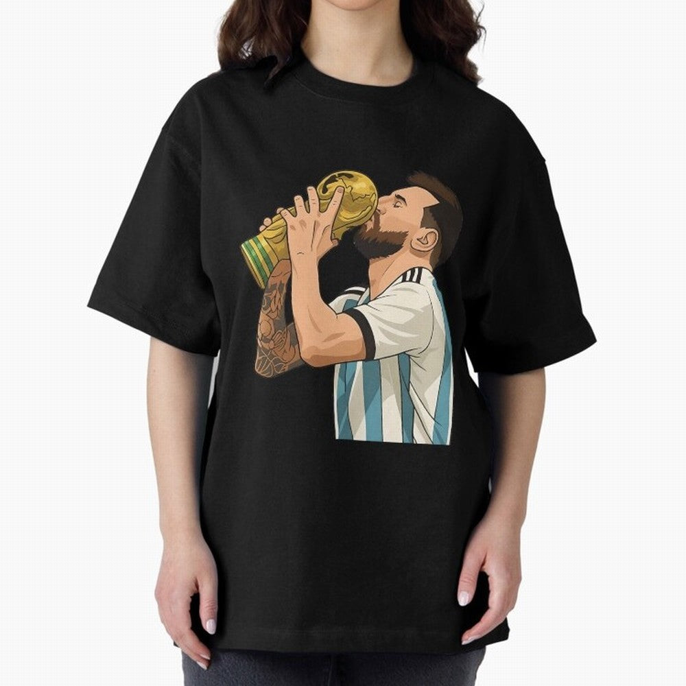 Messi Cup Oversized T-Shirt Bring Global Tournament Vibes to FIFA World Cup 2026 Group Stage for Fans of Neymar, Haaland and Cristiano Ronaldo and Spain, Bringing Global Supporter Spirit, Legendary Goals, National Colors and Tournament Celebration;
