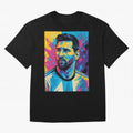 Messi Pop Art Portrait Oversized T-Shirt Celebrate Unforgettable Nights in Match Day Hype around FIFA World Cup 2026 Group Stage, Haaland, Brazil, Portugal and Argentina, Supporter Pride, Iconic Celebrations, Legendary Names and Global Match Day