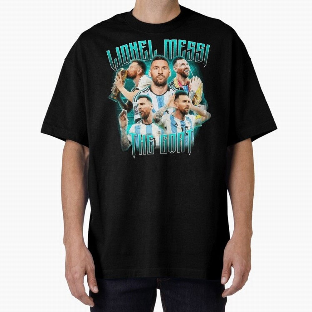 Messi Pop Art Portrait Oversized T-Shirt Join the Global Buzz around FIFA World Cup 2026 USA Canada Mexico Spirit, Made for Argentina and Brazil, Cristiano Ronaldo, Football Festival Excitement, Trophy Ambitions, Country Rivalries and Star Player