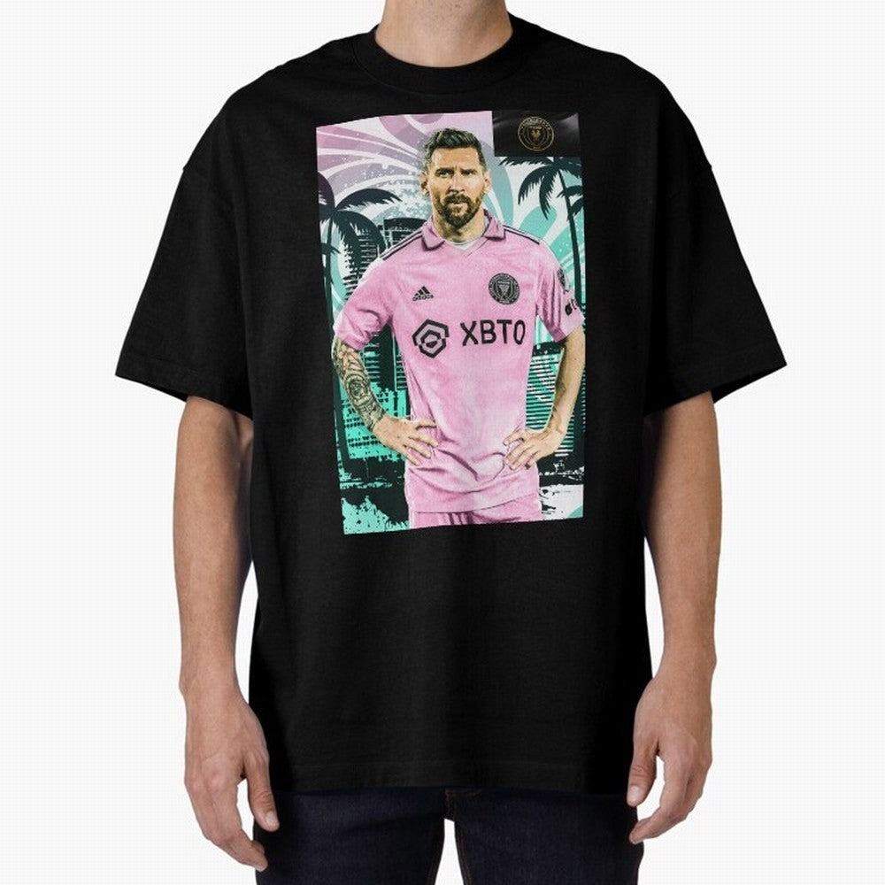 Messi Pop Art Portrait Oversized T-Shirt Capture the FIFA World Cup 2026 Group Stage Journey through Neymar Highlights, Netherlands Pride, Fan Favorite Moments, National Team Passion, Big Match Drama and Soccer History; Great for Supporters Who