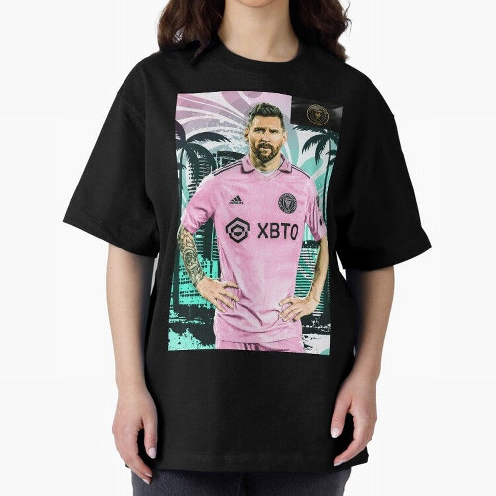 Messi Pop Art Portrait Oversized T-Shirt Capture the FIFA World Cup 2026 Group Stage Journey through Neymar Highlights, Netherlands Pride, Fan Favorite Moments, National Team Passion, Big Match Drama and Soccer History; Great for Supporters Who