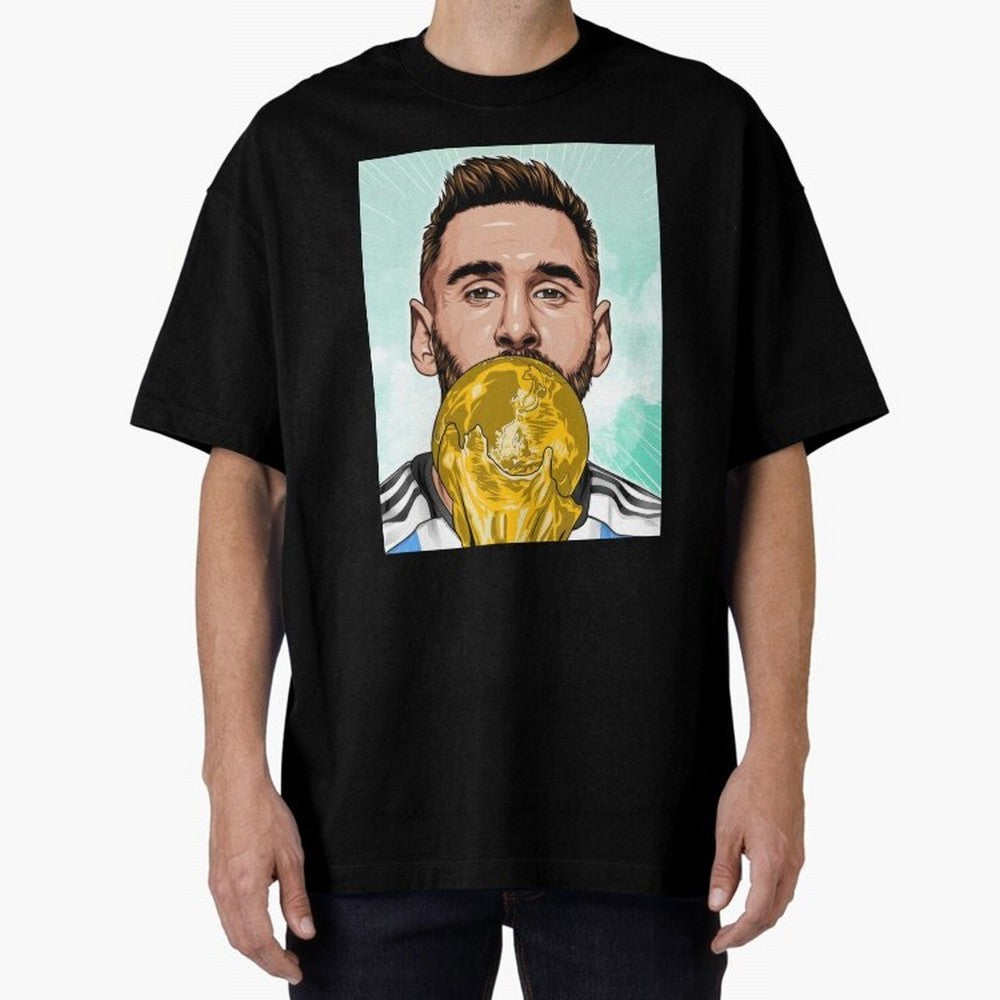 Messi goat Oversized T-Shirt Support Iconic Players in FIFA World Cup 2026 Group Stage Driven by Cristiano Ronaldo, Portugal Energy, Sports Nostalgia, International Competition, Famous Players and Unforgettable Victories; Ideal for Football Dads,