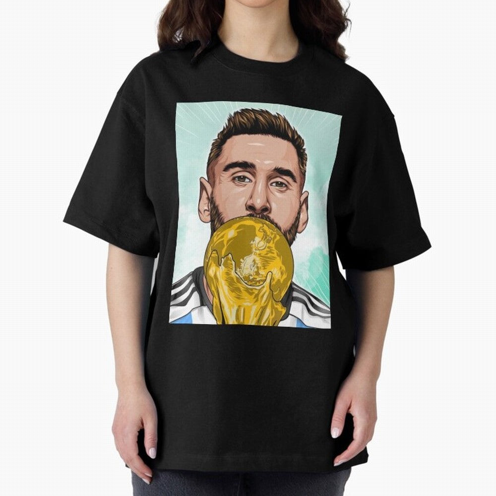 Messi goat Oversized T-Shirt Support Iconic Players in FIFA World Cup 2026 Group Stage Driven by Cristiano Ronaldo, Portugal Energy, Sports Nostalgia, International Competition, Famous Players and Unforgettable Victories; Ideal for Football Dads,