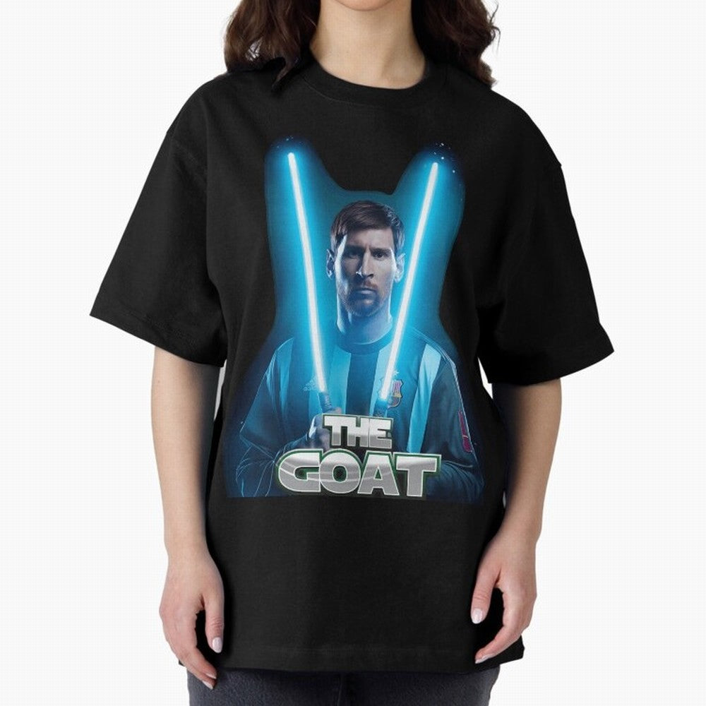 Messi Pop Art Portrait Oversized T-Shirt Celebrate the Stars of FIFA World Cup 2026 for Fans of Haaland and Spain, Bringing Match Day Excitement, Supporter Culture, Golden Goals and Global Football Passion; Ideal for Fans Who Follow Messi,