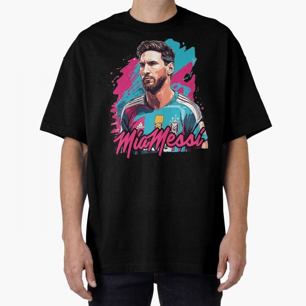 Messi Pop Art Portrait Oversized T-Shirt Back Your Heroes with FIFA World Cup 2026 Group Stage for Fans of Messi, Neymar and Mbappe and Netherlands, Bringing Soccer Culture, Superstar Moments, National Team Dreams and Competitive Fire; Perfect for