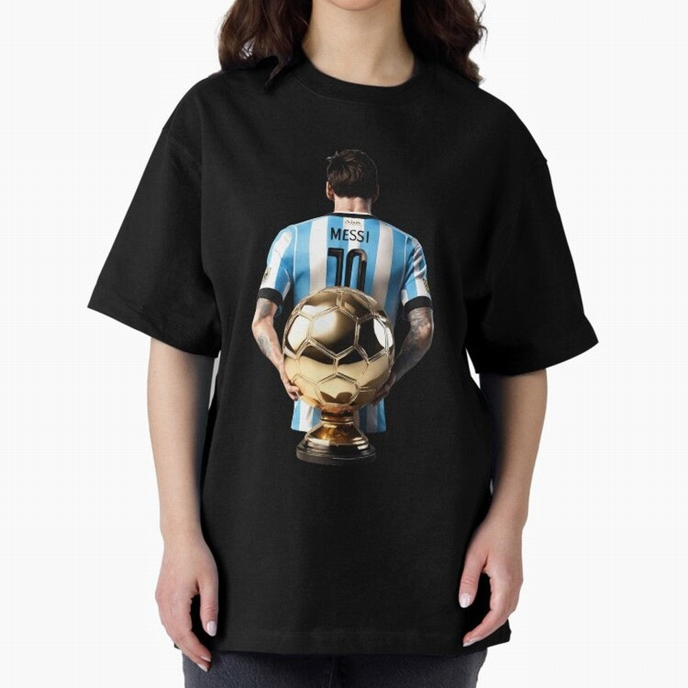 Soccer football lionel messi Barcellona Argentina illustration Oversized T-Shirt Make Your Look Match FIFA World Cup 2026 USA Canada Mexico with Messi, CR7 and Mbappe, France Energy, Goal Celebration Energy, Supporter Heritage, Football Icons and