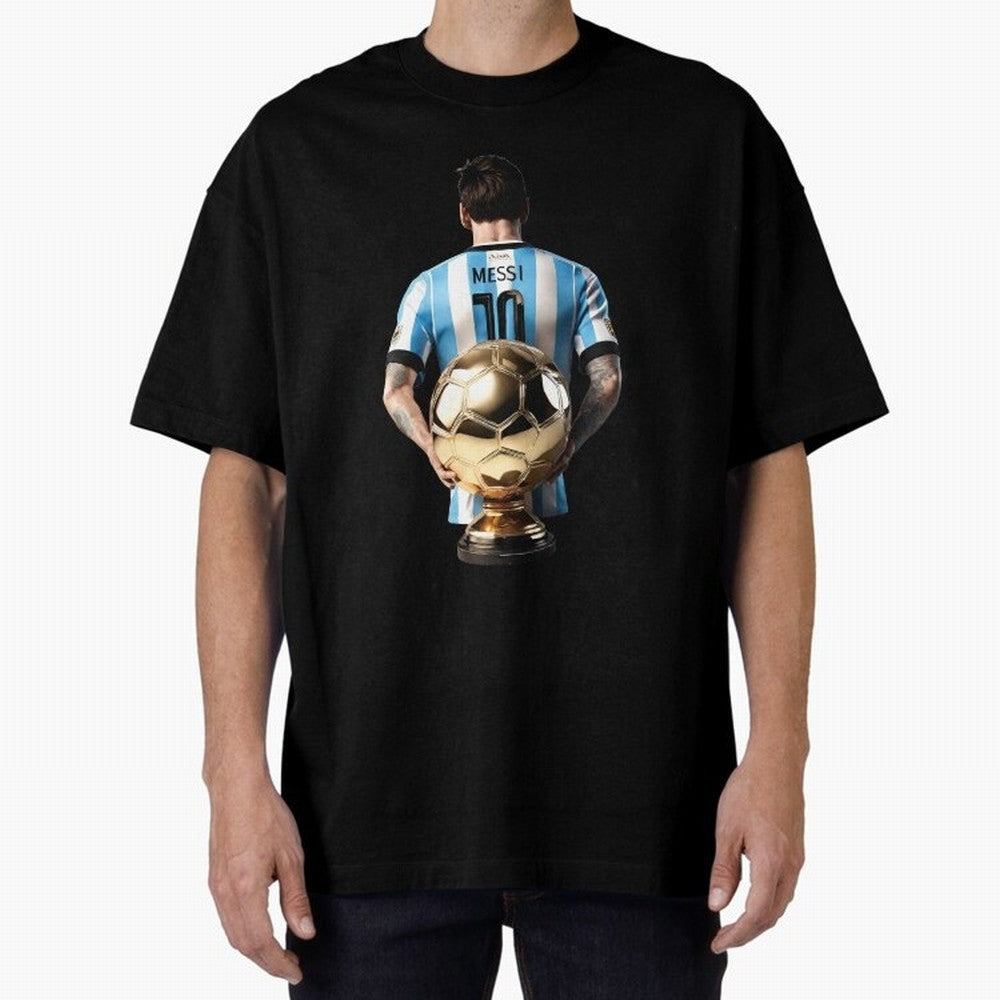 Soccer football lionel messi Barcellona Argentina illustration Oversized T-Shirt Make Your Look Match FIFA World Cup 2026 USA Canada Mexico with Messi, CR7 and Mbappe, France Energy, Goal Celebration Energy, Supporter Heritage, Football Icons and